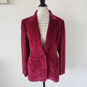 Anne Klein II Velvet Blazer in Rich Raspberry Red Size 12 New With Tags